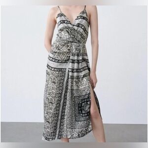 Zara Black and White Printed Midi  Sundress Size Medium